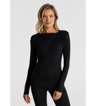 Victorio & Lucchino, V&L Black draped collar t-shirt