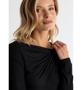 Victorio & Lucchino, V&L Black draped collar t-shirt