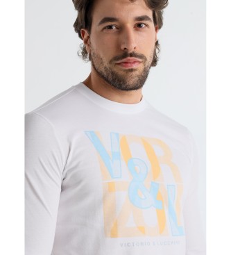 Victorio & Lucchino, V&L T-shirt a maniche lunghe con grafica bianca sul petto