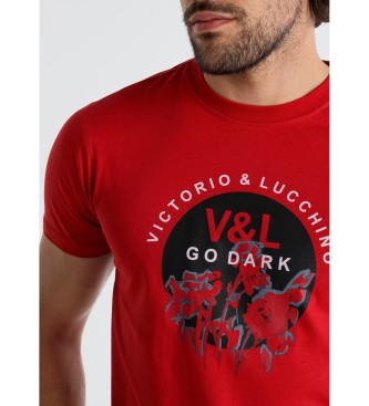 Victorio & Lucchino, V&L Kortrmet T-shirt med rd grafik p brystet