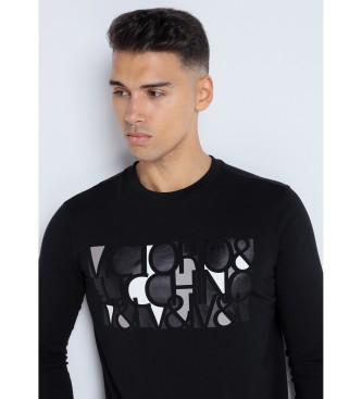 Victorio & Lucchino, V&L T-shirt met lange mouwen en zwarte folieprint