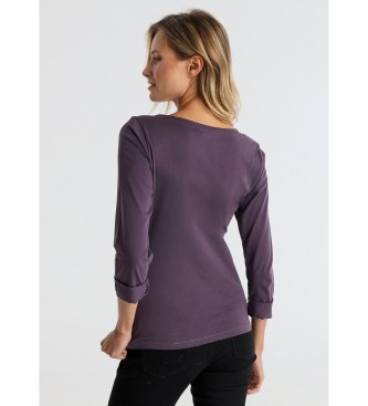 Victorio & Lucchino, V&L Tee-shirt pli  demi-manche logo points de suture lilas