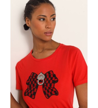 Victorio & Lucchino, V&L Koszulka z krótkim rękawem i biżuteryjną czerwoną kokardą