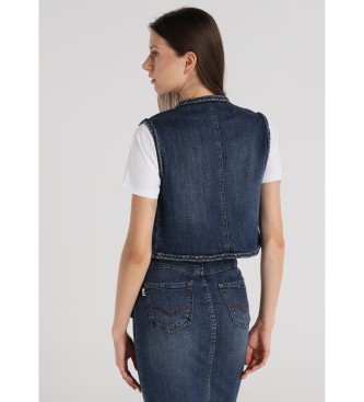 Victorio & Lucchino, V&L Gilet in denim con tasca applicata e dettaglio intrecciato sulle tasche, blu
