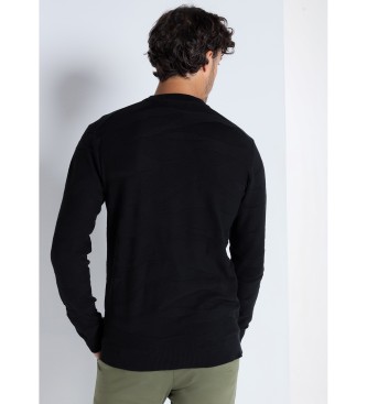 Victorio & Lucchino, V&L Abstrakcyjny żakardowy sweter z okrągłym dekoltem, czarny
