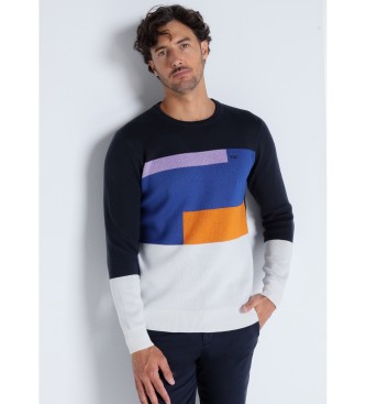 Victorio & Lucchino, V&L Večbarvni pulover z ovratnikom v obliki škatle