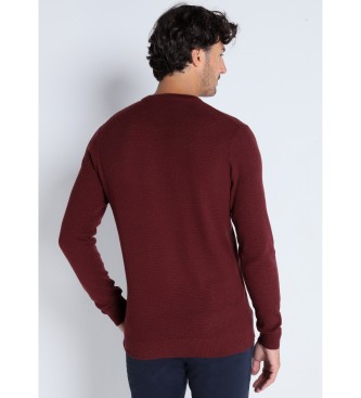 Victorio & Lucchino, V&L Bordowy strukturalny sweter z okrągłym dekoltem