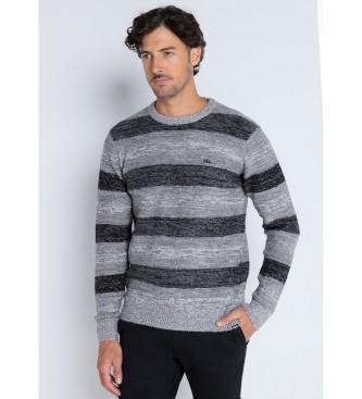 Victorio & Lucchino, V&L Črtast žakardni pulover sive barve