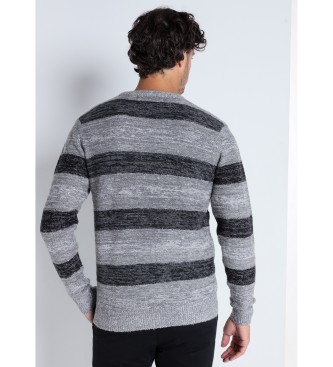 Victorio & Lucchino, V&L Črtast žakardni pulover sive barve