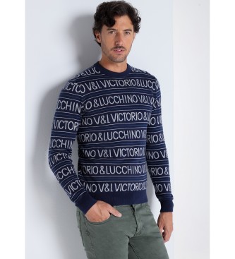Victorio & Lucchino, V&L Pullover Navy Text