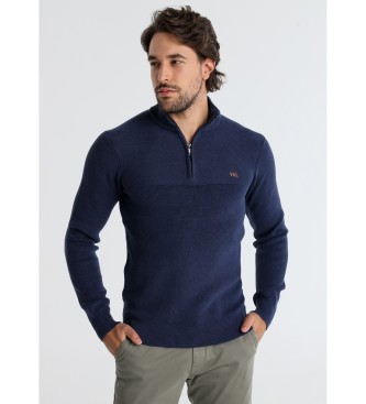 Victorio & Lucchino, V&L Maglione Perkins al collo con cerniera blu scuro