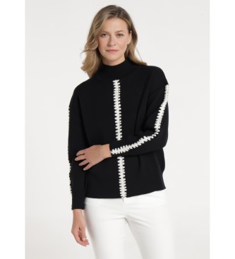 Victorio & Lucchino, V&L Jumper Perkins Collar Braid Detail svart