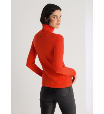 Victorio & Lucchino, V&L Pull en maille cble avec col de cygne rouge