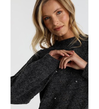 Victorio & Lucchino, V&L Openwork knitted jumper with grey jewels