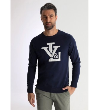 Victorio & Lucchino, V&L Intarsjowany sweter w kolorze granatowym