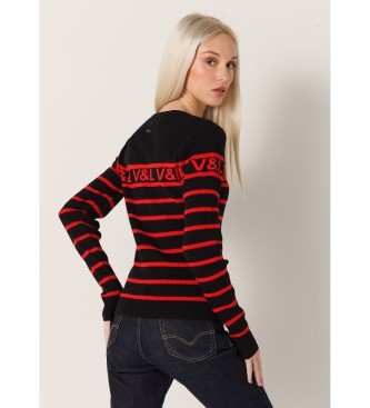 Victorio & Lucchino, V&L Black striped crew neck knitted jumper