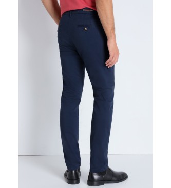Victorio & Lucchino, V&L Peach satin chino trousers medium waist navy - Slim - Medium waist navy