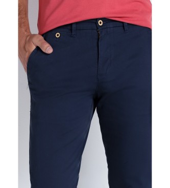 Victorio & Lucchino, V&L Peach satin chino trousers medium waist navy - Slim - Medium waist navy