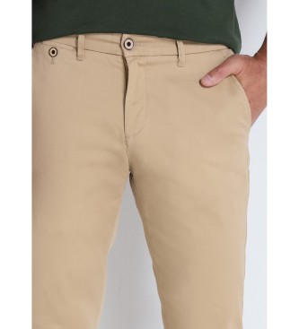 Victorio & Lucchino, V&L Brzoskwiniowe satynowe spodnie chino średnia talia Slim - Średnia talia beżowy