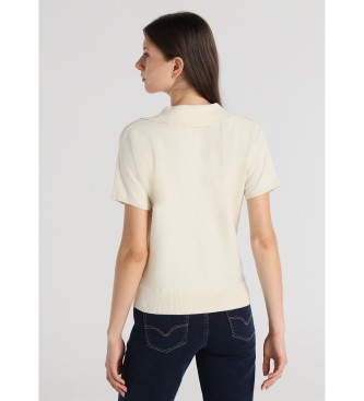 Victorio & Lucchino, V&L Polo tricot  manches courtes avec boutons hraldiques beiges