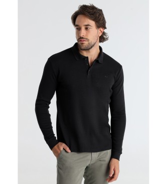 Victorio & Lucchino, V&L Zwart poloshirt met structuur