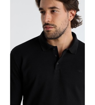 Victorio & Lucchino, V&L Zwart poloshirt met structuur