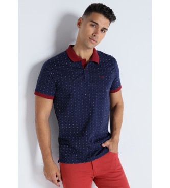Victorio & Lucchino, V&L Navy short sleeve mini print polo shirt