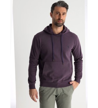 Victorio & Lucchino, V&L Basic kanguro-sweatshirt med broderet logohtte i lilla