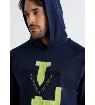 Victorio & Lucchino, V&L Sweatshirt mit Raglanrmel und marineblauer Applikation