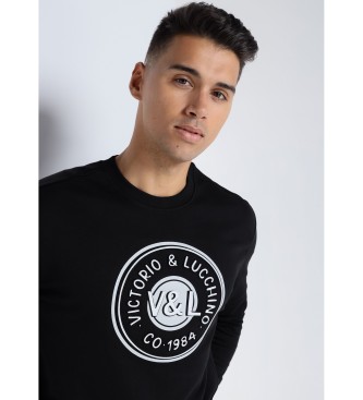Victorio & Lucchino, V&L Sweatshirt med boxkrage och prglad logotyp