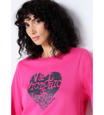 Victorio & Lucchino, V&L Camisola com letras em forma de corao cor-de-rosa 