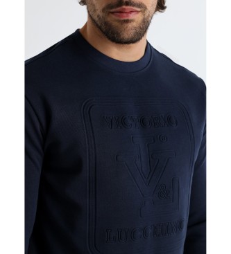 Victorio & Lucchino, V&L Kapuzenloses Sweatshirt mit Logodruck navy