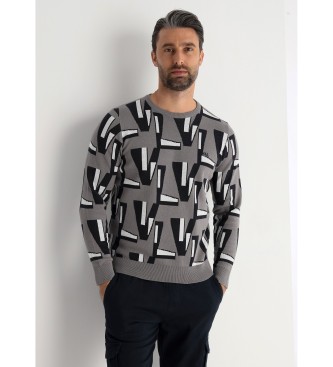 Victorio & Lucchino, V&L Gr jacquardstickad sweatshirt utan huva