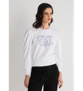 Victorio & Lucchino, V&L Witte sweatshirts met geplooide mouwen