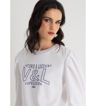 Victorio & Lucchino, V&L Sweatshirts med vit plisserad rm