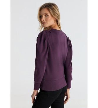 Victorio & Lucchino, V&L Hoodless sweatshirts met geplooide lila mouwen