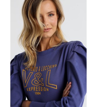 Victorio & Lucchino, V&L Hoodless sweatshirts with pleated lilac sleeves