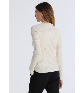 Victorio & Lucchino, V&L Ribbad pullover med raglanrm beige