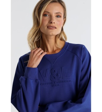 Victorio & Lucchino, V&L Abito felpa in velluto blu con logo