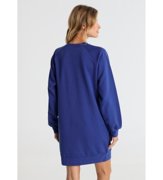 Victorio & Lucchino, V&L Abito felpa in velluto blu con logo