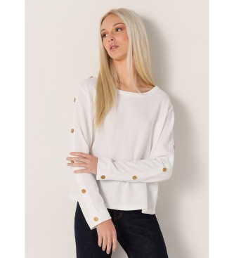 Victorio & Lucchino, V&L Long sleeve T-shirt with buttons on white sleeve