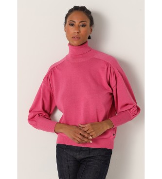 Victorio & Lucchino, V&L Pullover with puffed sleeves and pink swan neck