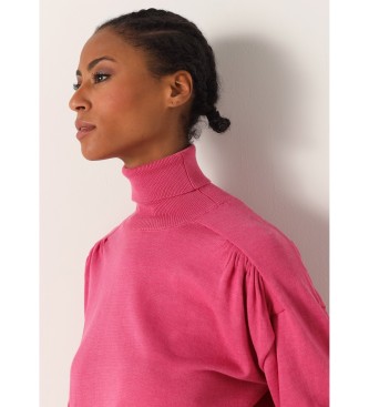 Victorio & Lucchino, V&L Pullover with puffed sleeves and pink swan neck
