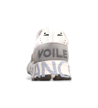 Voile blanche Tnis de couro Club 01 cinzento