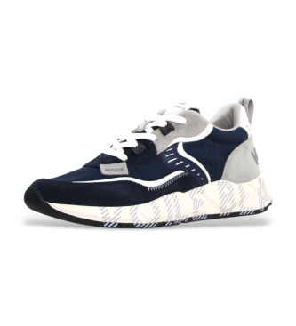 Voile blanche Sneakers i lder Club 01 navy