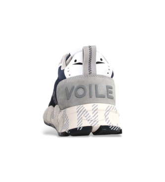 Voile blanche Sneakers i lder Club 01 navy