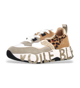 Voile blanche Bruine Club 105 leren sneakers