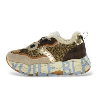 Voile blanche Leder-Sneaker Club105 Fur beige