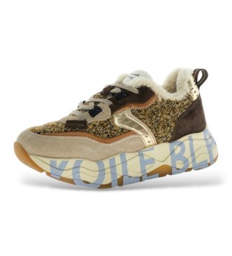 Voile blanche Leder-Sneaker Club105 Fur beige