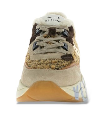 Voile blanche Leder-Sneaker Club105 Fur beige